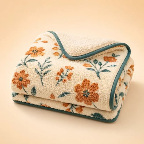 Manta Sherpa Jardim Teal