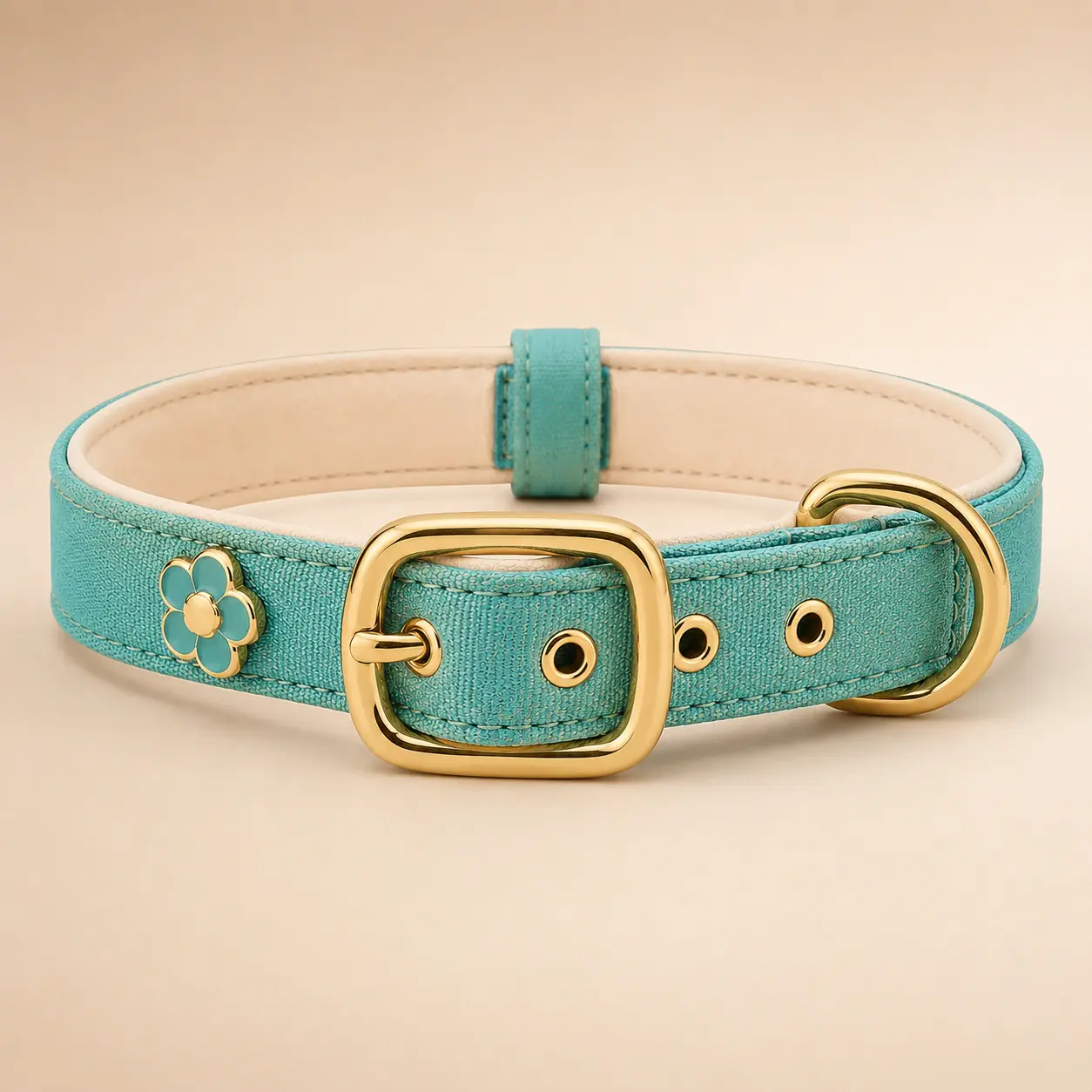 Coleira Teal Flor Gold